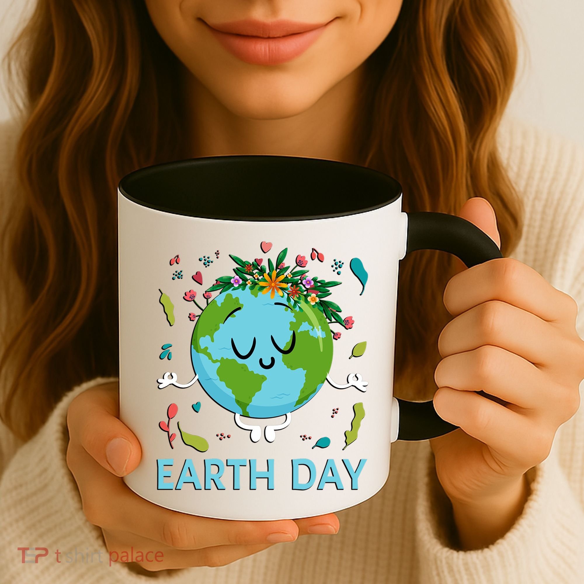 Earth Day Floral Cute & Peaceful Planet Earth Day  Coffee Mug
