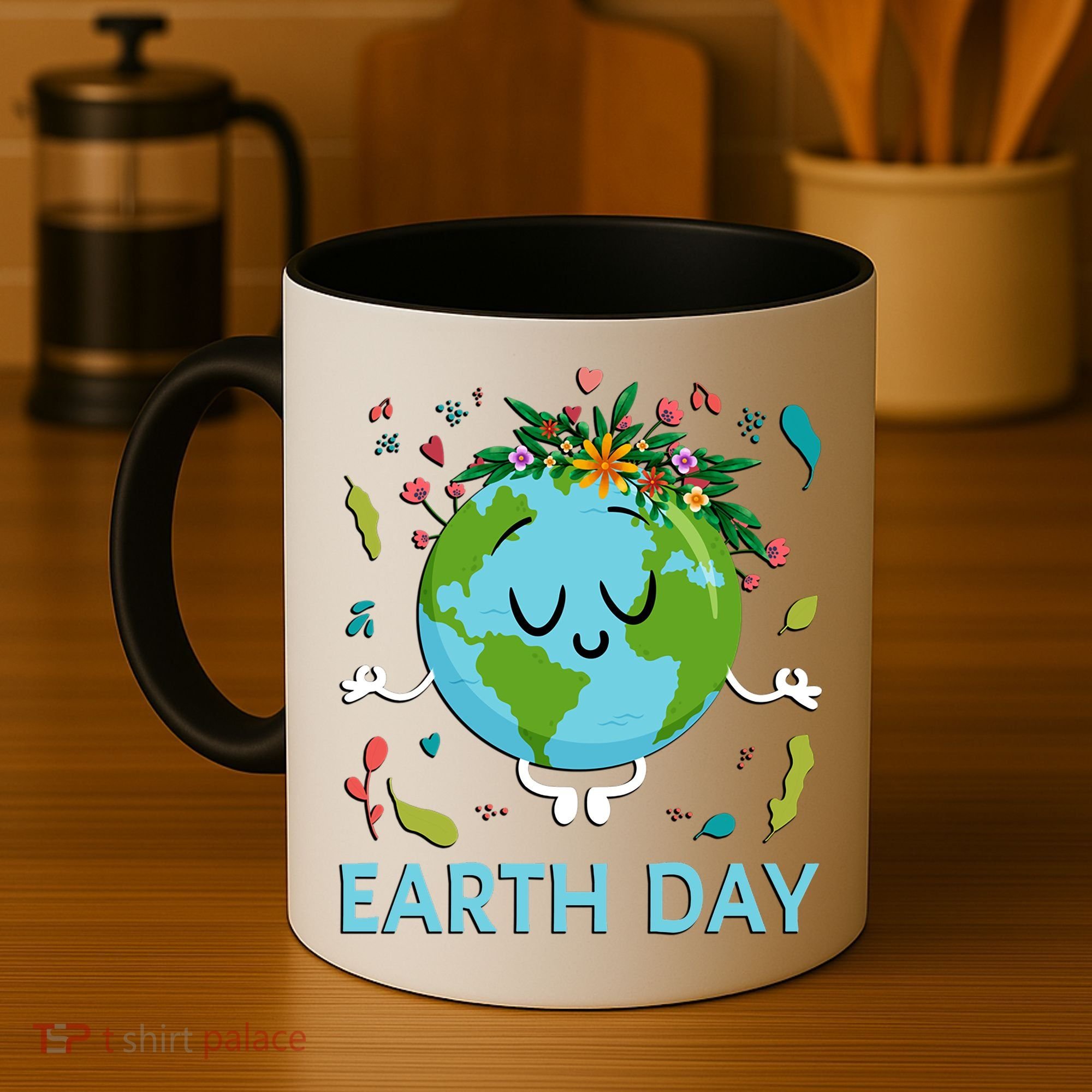 Earth Day Floral Cute & Peaceful Planet Earth Day  Coffee Mug