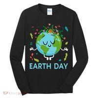 Earth Day Floral Cute & Peaceful Planet Earth Day  Tall Long Sleeve Shirt thumb 0