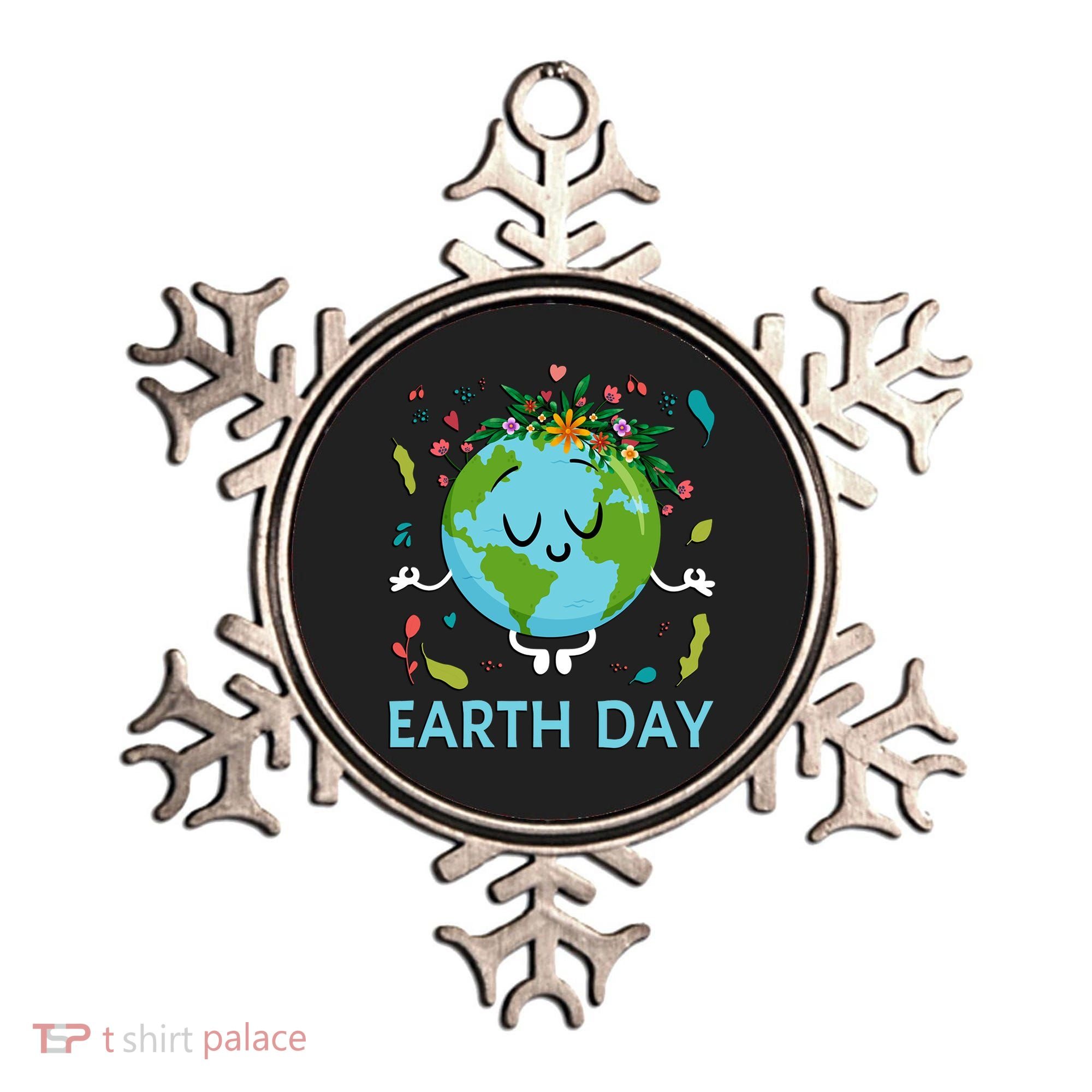 Earth Day Floral Cute & Peaceful Planet Earth Day  Ornament