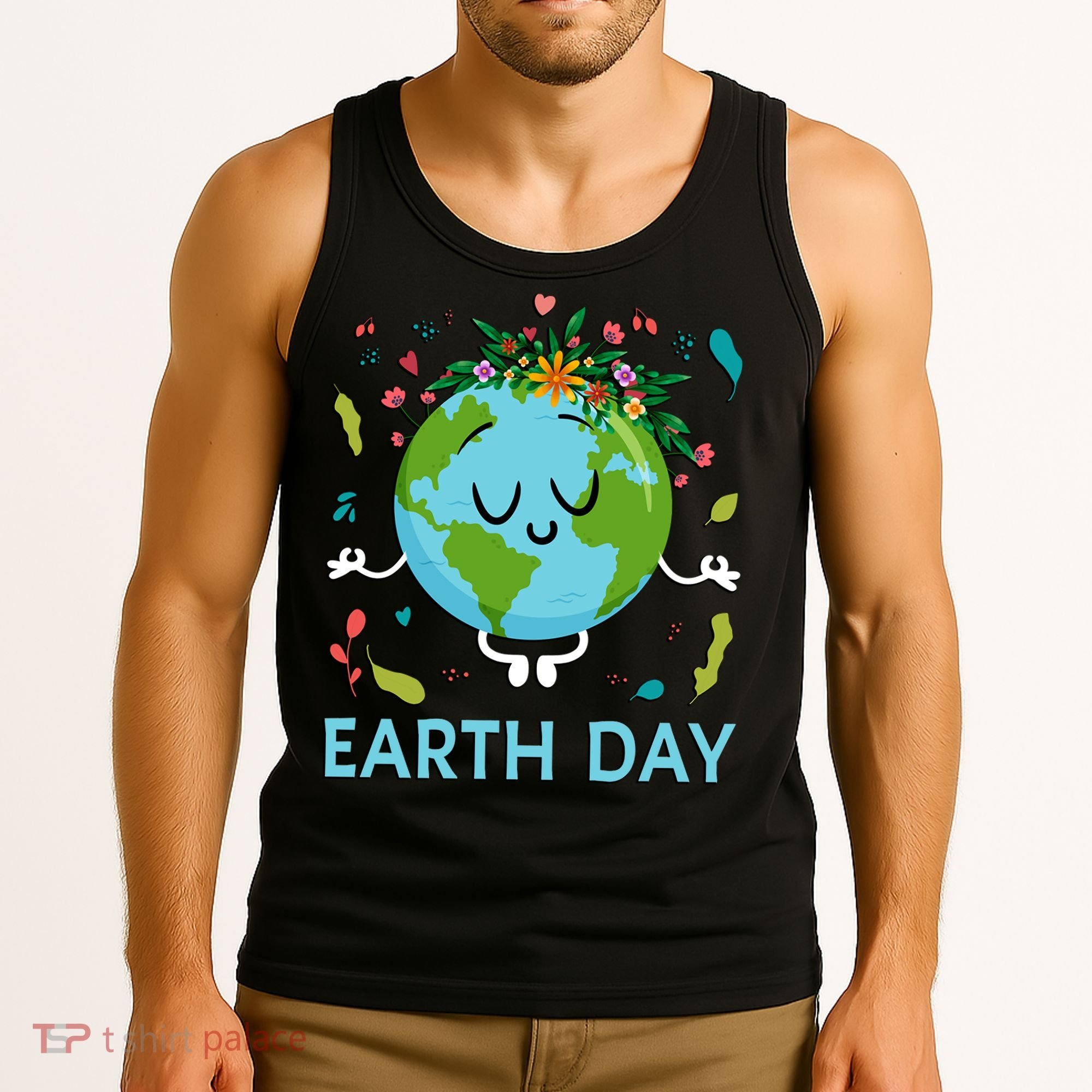 Earth Day Floral Cute & Peaceful Planet Earth Day  Tank Top