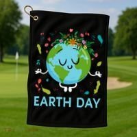 Earth Day Floral Cute & Peaceful Planet Earth Day  Golf Towel thumb 1