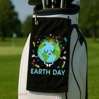 Earth Day Floral Cute & Peaceful Planet Earth Day  Golf Towel thumb 2