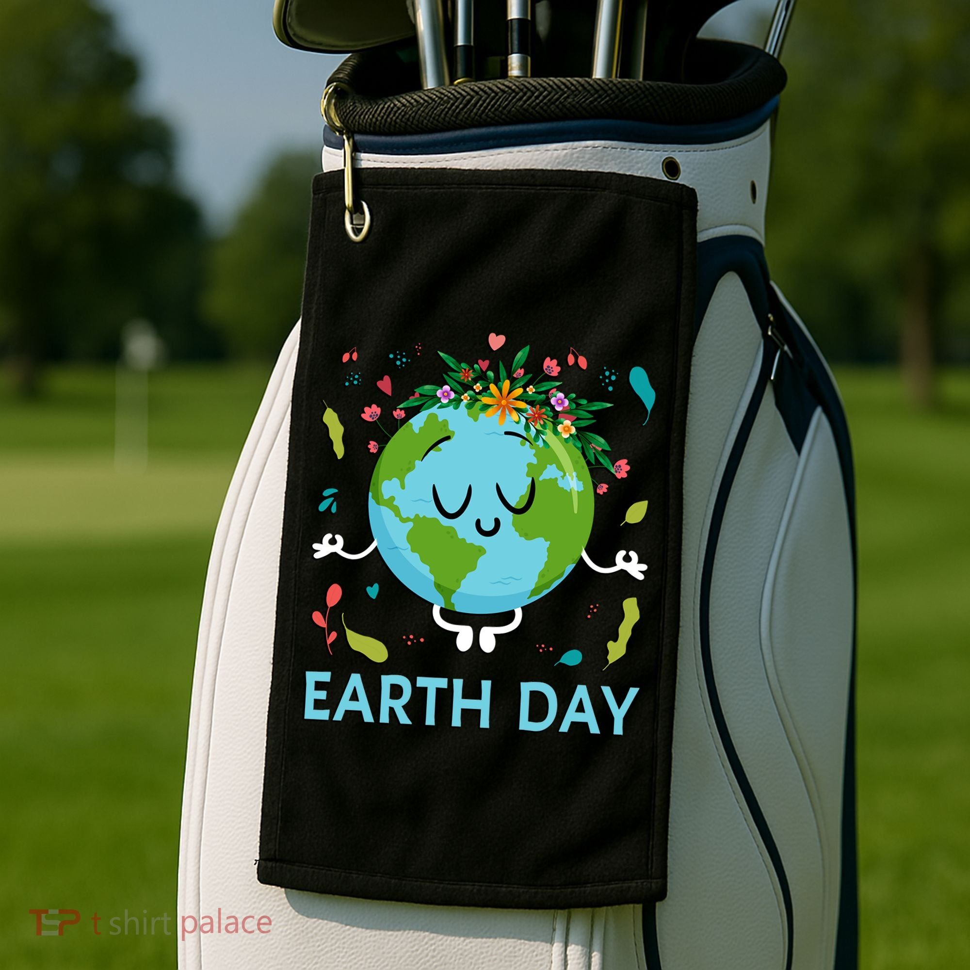 Earth Day Floral Cute & Peaceful Planet Earth Day  Golf Towel