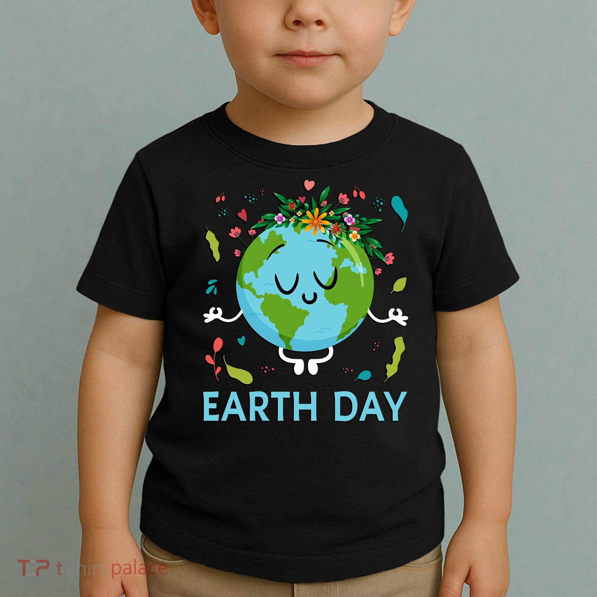 Earth Day Floral Cute & Peaceful Planet Earth Day  Toddler T-Shirt