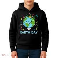 Earth Day Floral Cute & Peaceful Planet Earth Day  Kids Hoodie thumb 4