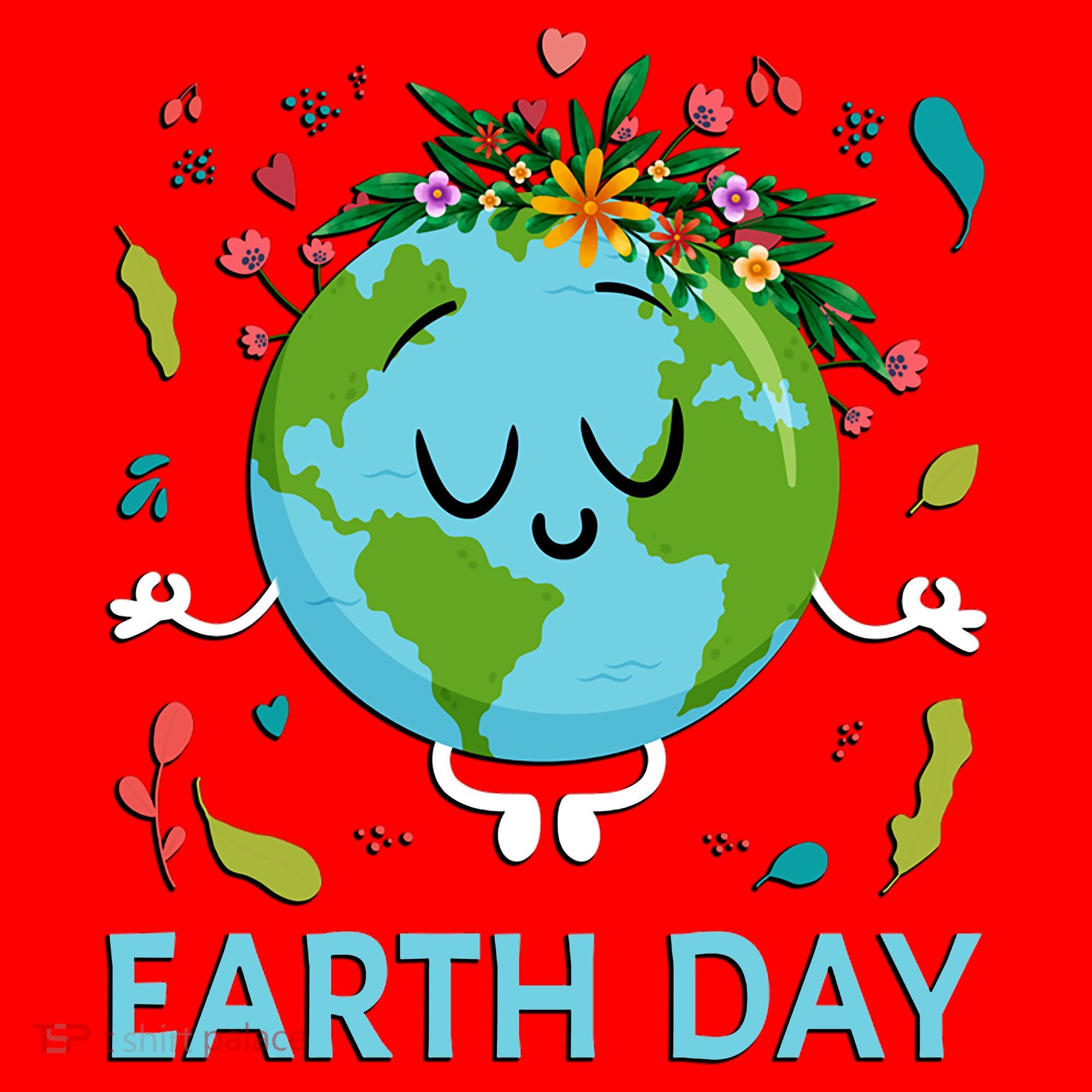 Earth Day Floral Cute & Peaceful Planet Earth Day  Santa Hat