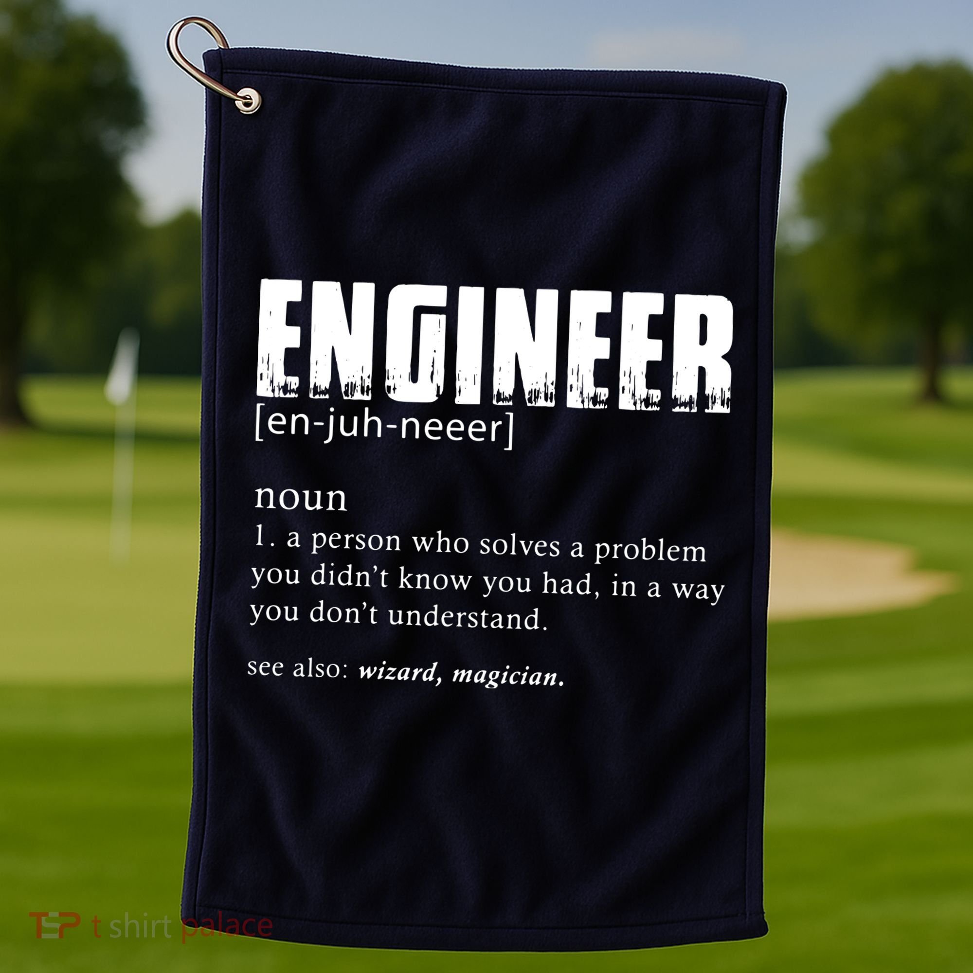 Engineer Definition Funny Engineering Gift Funny Engineer Golf Towel