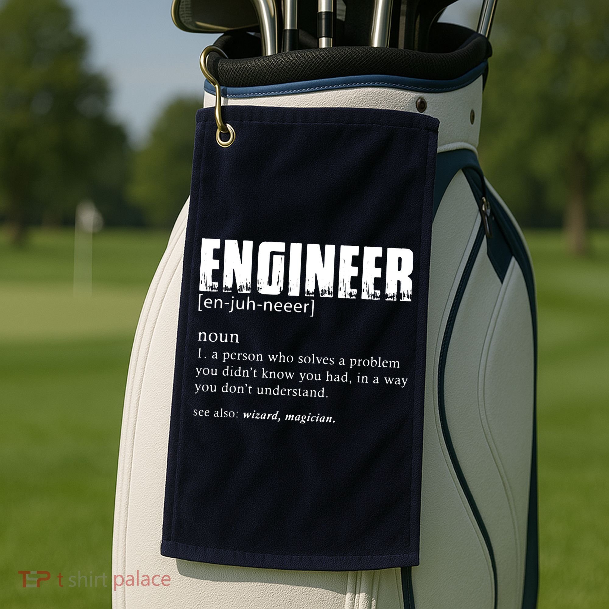 Engineer Definition Funny Engineering Gift Funny Engineer Golf Towel