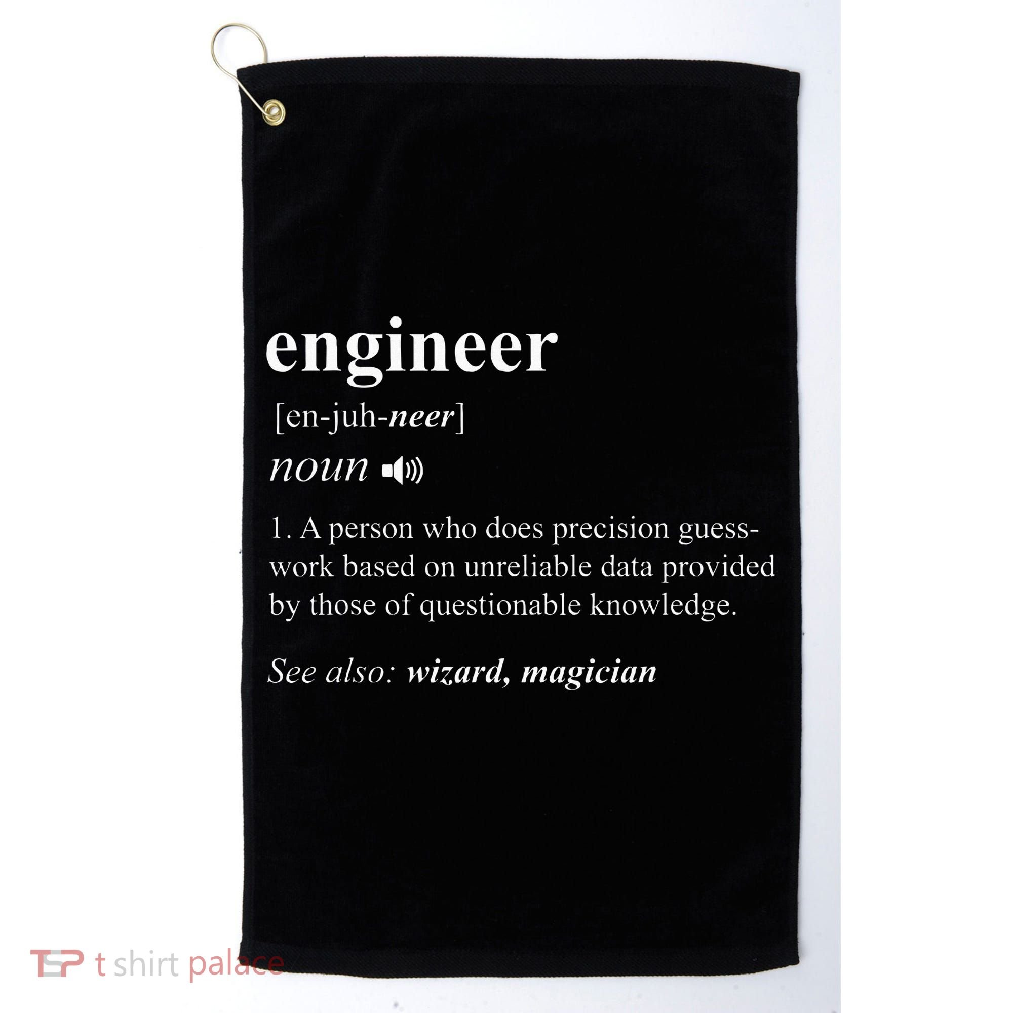 Engineer Definition Funny Engineering Mechanical Civil Golf Towel