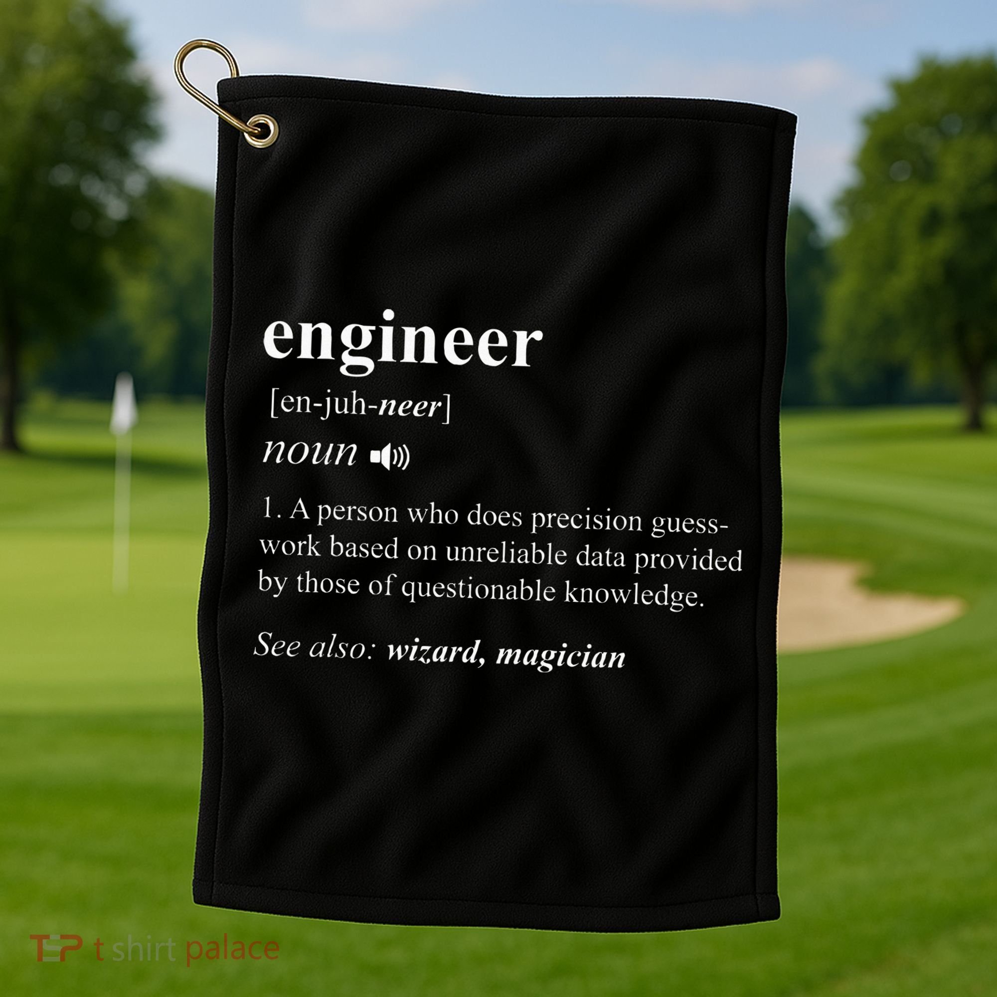 Engineer Definition Funny Engineering Mechanical Civil Golf Towel