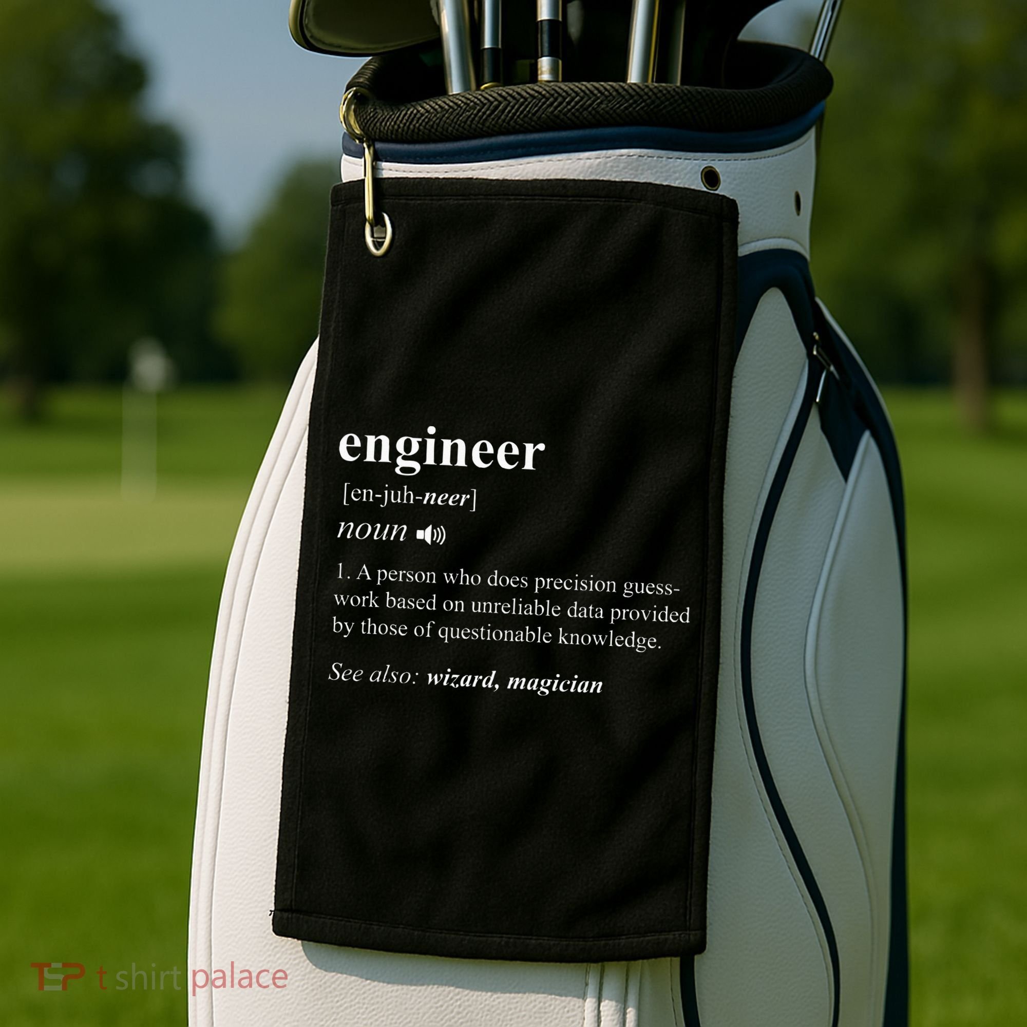 Engineer Definition Funny Engineering Mechanical Civil Golf Towel