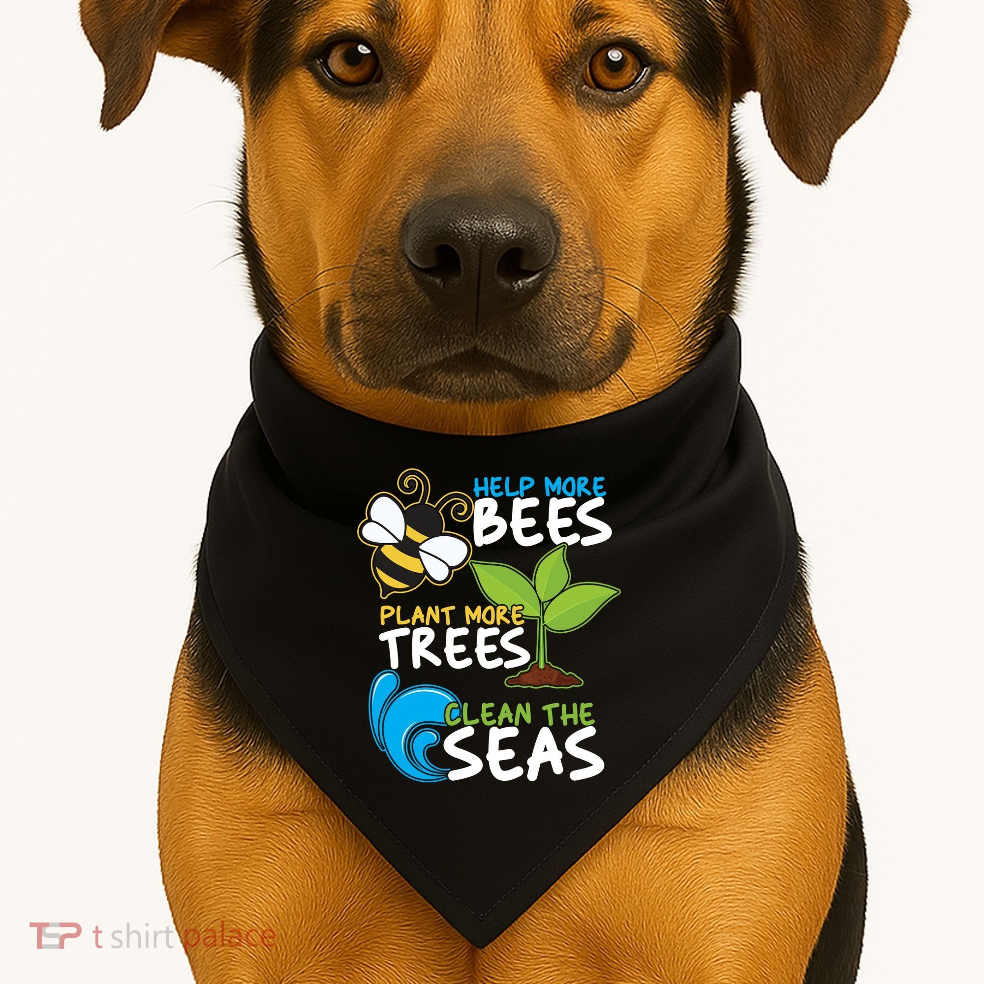 Earth Day Help More Bee Plant More Trees Clean The Seas USA-Made Doggie Bandana