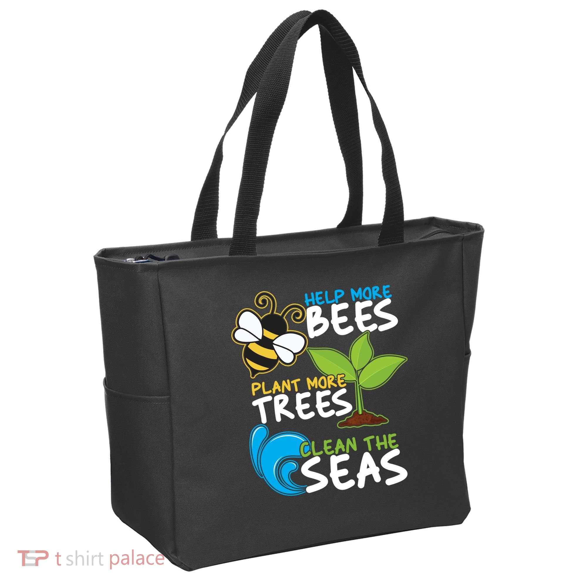 Earth Day Help More Bee Plant More Trees Clean The Seas Tote Bag