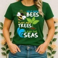 Earth Day Help More Bee Plant More Trees Clean The Seas Women's T-Shirt thumb 2