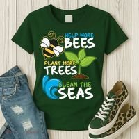 Earth Day Help More Bee Plant More Trees Clean The Seas Women's T-Shirt thumb 3