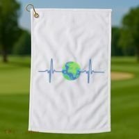 Earth Day Heartbeat Golf Towel thumb 1