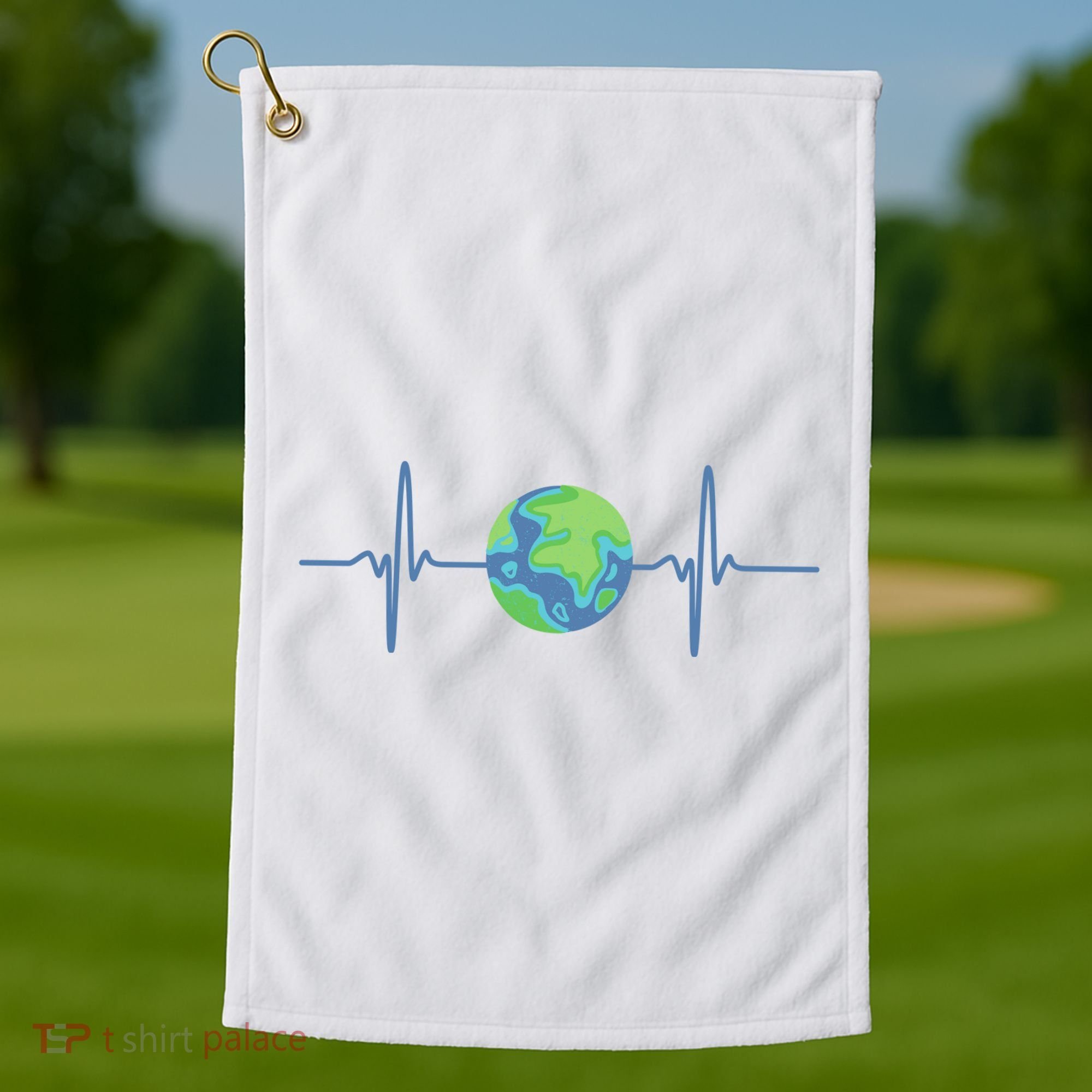 Earth Day Heartbeat Golf Towel
