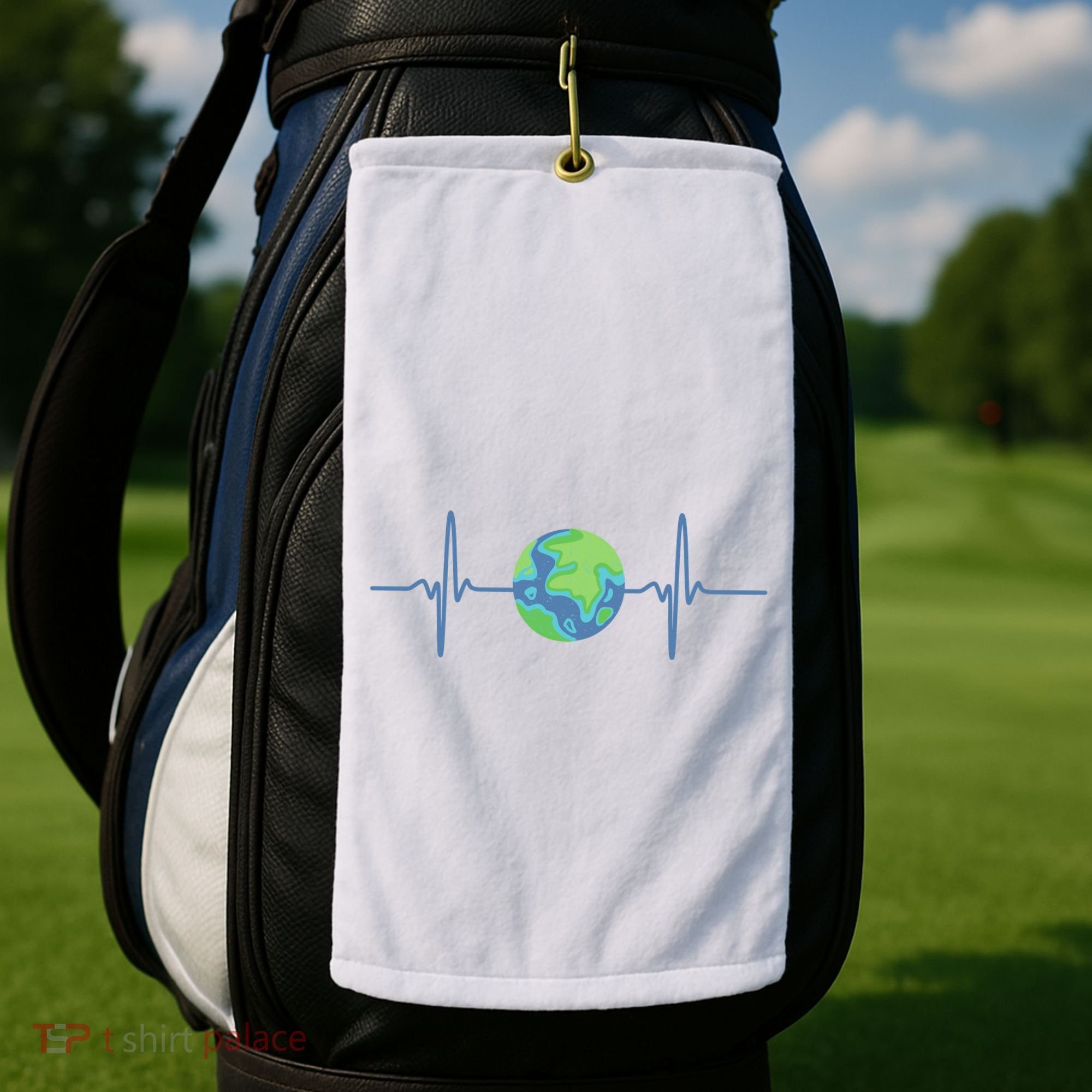 Earth Day Heartbeat Golf Towel