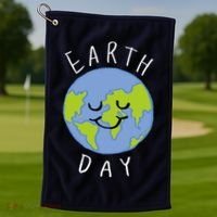 Earth Day Happy Planet Golf Towel thumb 1