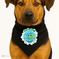 Earth Day Happy Globe USA-Made Doggie Bandana thumb 1