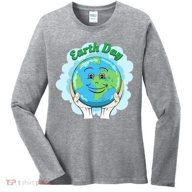 Earth Day Happy Globe Women's Long Sleeve Shirt
