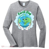 Earth Day Happy Globe Women's Long Sleeve Shirt thumb 0