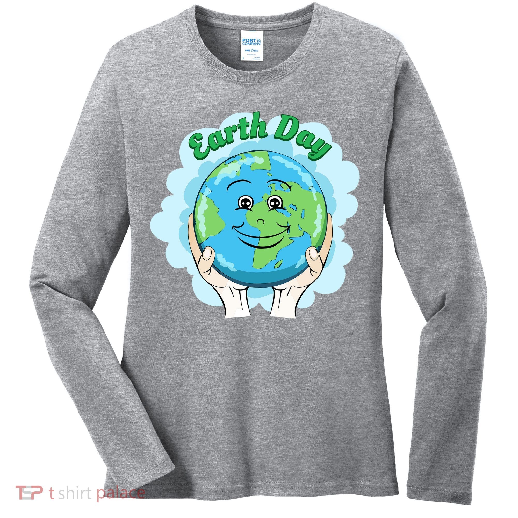 Earth Day Happy Globe Women's Long Sleeve Shirt