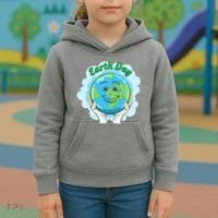 Earth Day Happy Globe Kids Hoodie thumb 3