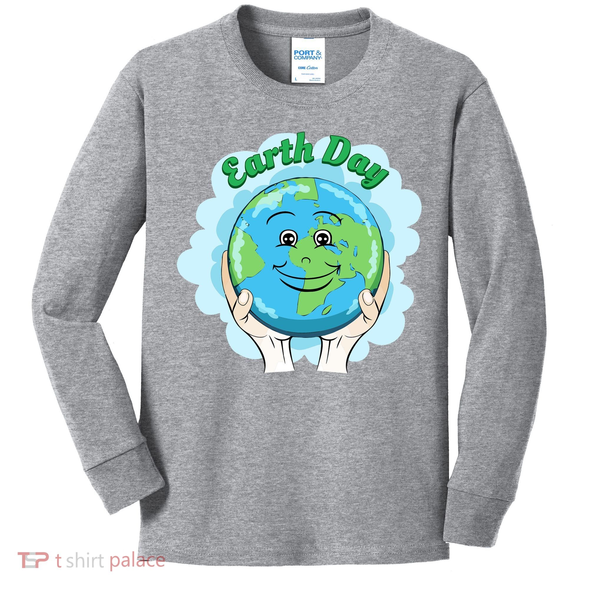 Earth Day Happy Globe Kids Long Sleeve Shirt