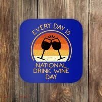 Every Day Is National Wine Day Gift Wine Tasting Cool Gift Coaster thumb 0