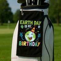 Earth Day Is My Birthday Funny Gift Golf Towel thumb 2