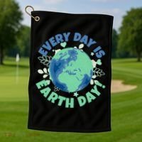 Every Day Is Earth Day Environtal Climate Change Activist Gift Golf Towel thumb 1