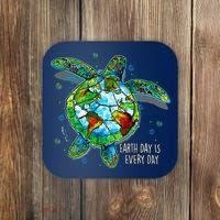 Earth Day Is Every Day Funny Sea Turtle Animal Saving Earth Coaster thumb 0