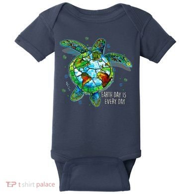 Earth Day Is Every Day Funny Sea Turtle Animal Saving Earth Baby Bodysuit