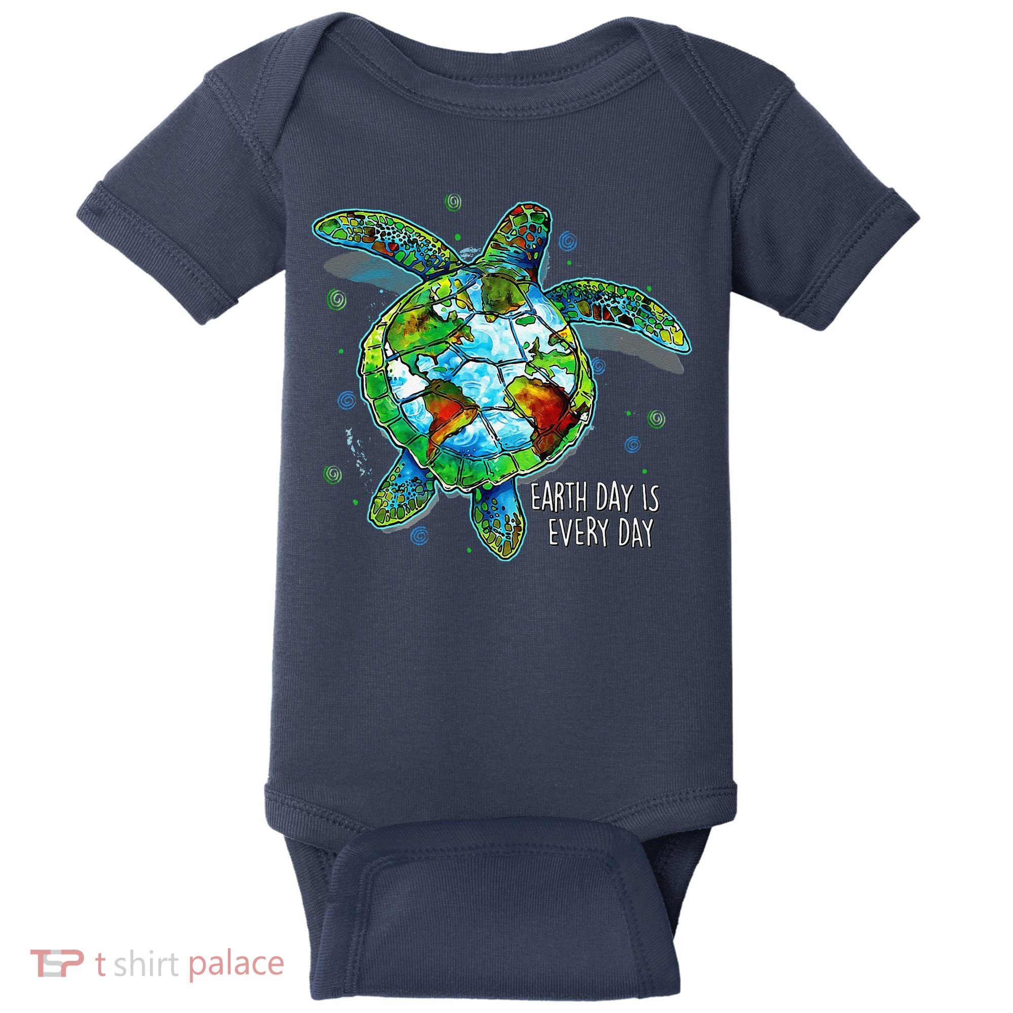 Earth Day Is Every Day Funny Sea Turtle Animal Saving Earth Baby Bodysuit