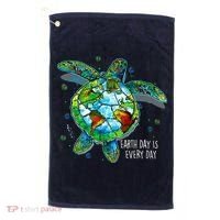 Earth Day Is Every Day Funny Sea Turtle Animal Saving Earth Golf Towel thumb 0
