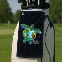 Earth Day Is Every Day Funny Sea Turtle Animal Saving Earth Golf Towel thumb 2