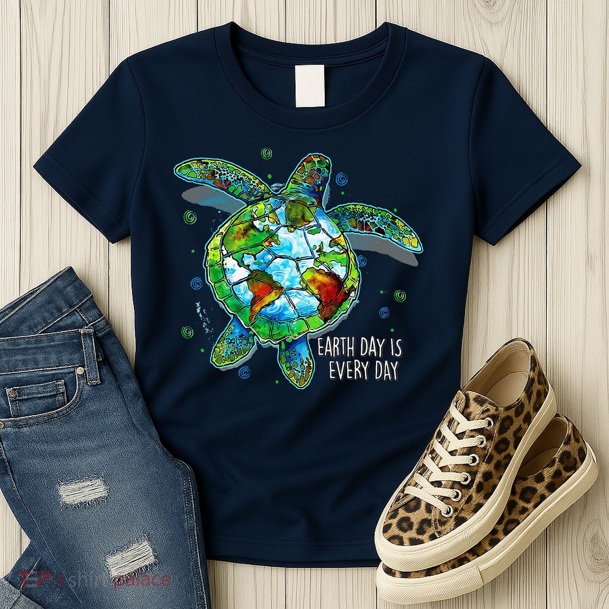 Earth Day Is Every Day Funny Sea Turtle Animal Saving Earth Women's T-Shirt