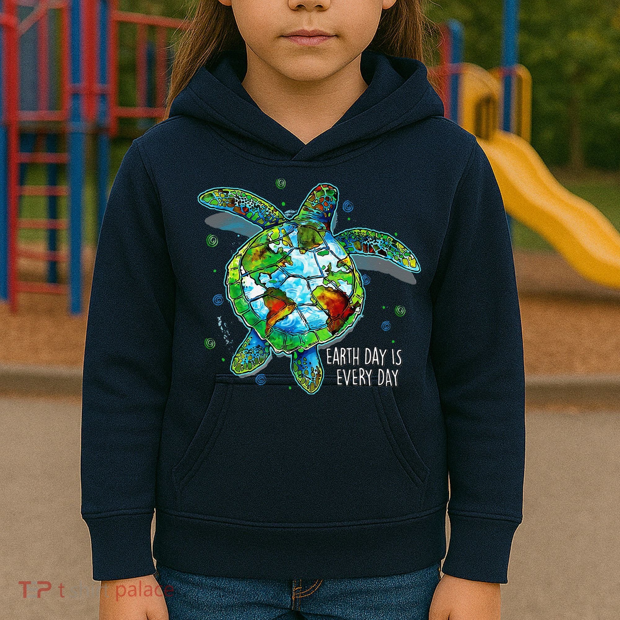 Earth Day Is Every Day Funny Sea Turtle Animal Saving Earth Kids Hoodie