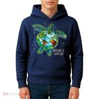 Earth Day Is Every Day Funny Sea Turtle Animal Saving Earth Kids Hoodie thumb 4