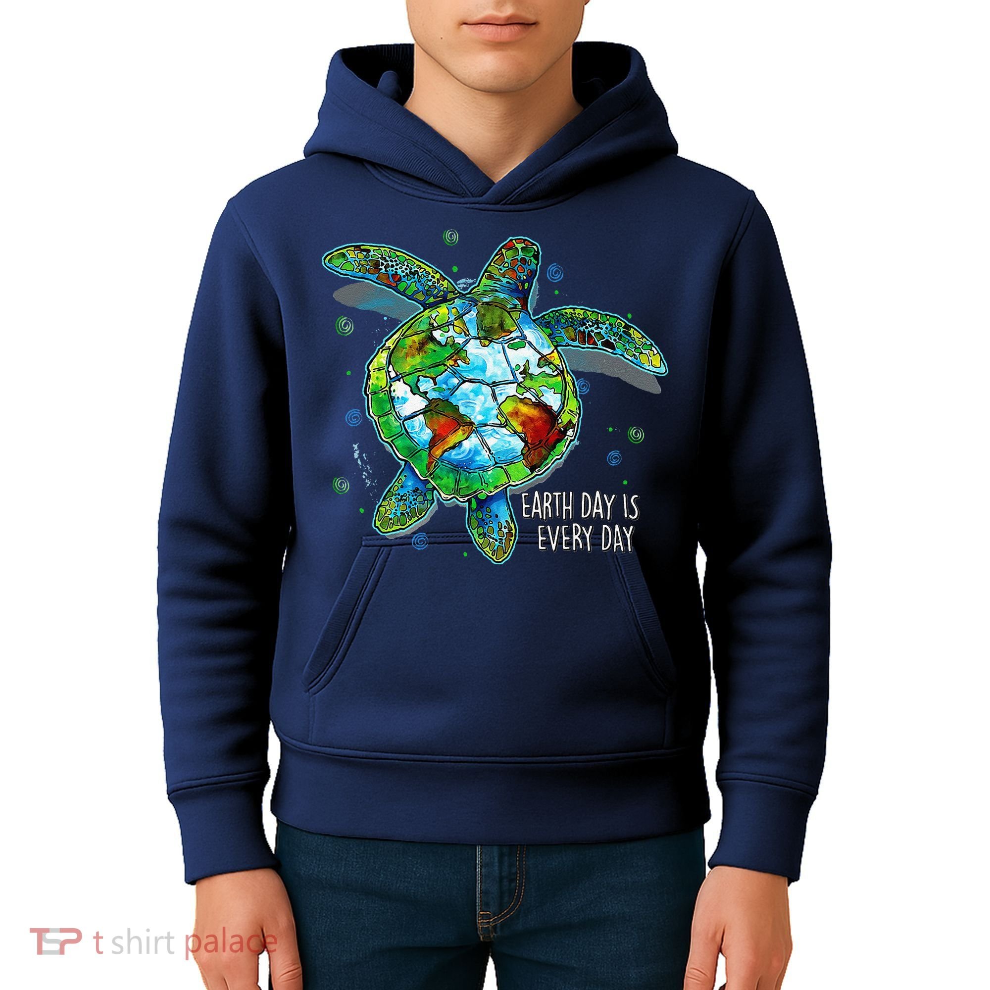 Earth Day Is Every Day Funny Sea Turtle Animal Saving Earth Kids Hoodie