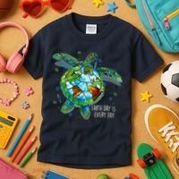 Earth Day Is Every Day Funny Sea Turtle Animal Saving Earth Kids T-Shirt thumb 3