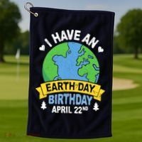 Earth Day Is My Birthday Pro Environment Party Gifts Golf Towel thumb 1