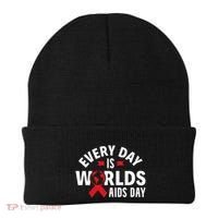 Every Day Is Worlds Aids Day HIV AIDS Awareness Red Ribbon Beanie thumb 0