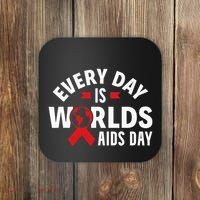 Every Day Is Worlds Aids Day HIV AIDS Awareness Red Ribbon Coaster thumb 0