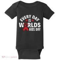 Every Day Is Worlds Aids Day HIV AIDS Awareness Red Ribbon Baby Bodysuit thumb 0