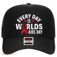 Every Day Is Worlds Aids Day HIV AIDS Awareness Red Ribbon Hat thumb 0