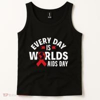 Every Day Is Worlds Aids Day HIV AIDS Awareness Red Ribbon Tank Top thumb 2
