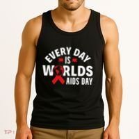 Every Day Is Worlds Aids Day HIV AIDS Awareness Red Ribbon Tank Top thumb 3